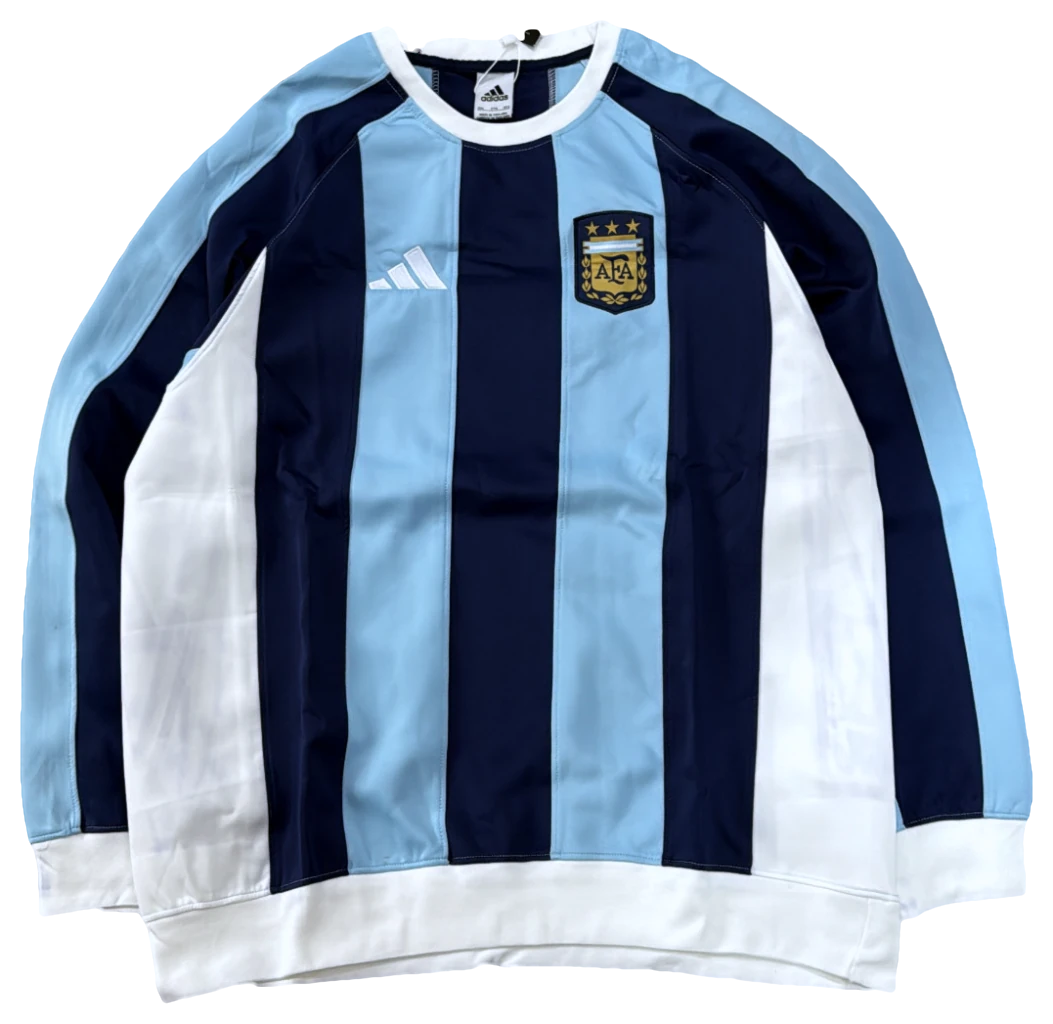 Blusa Argentina Listrada marinho e celeste, frente