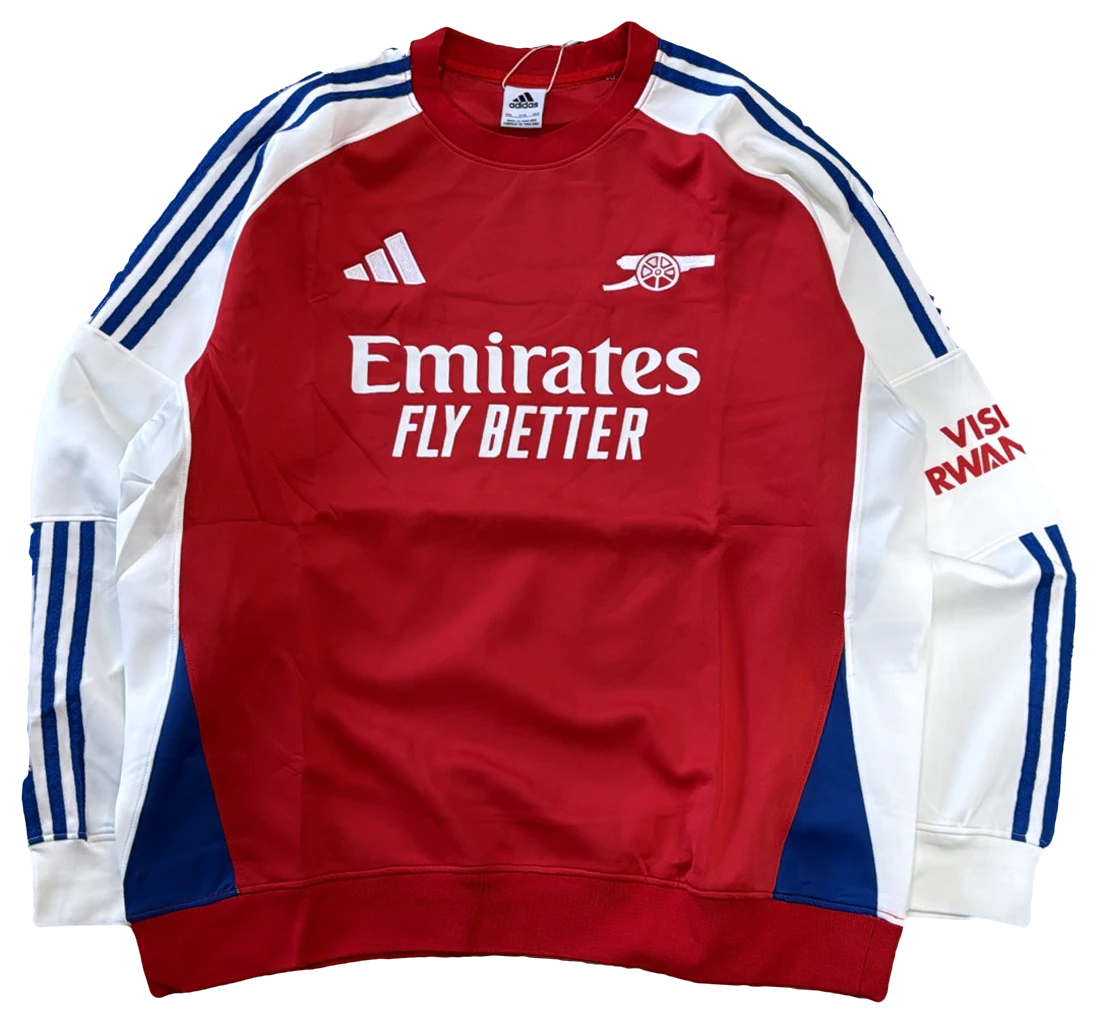 Blusa Arsenal Vermelha, mangas brancas, frente