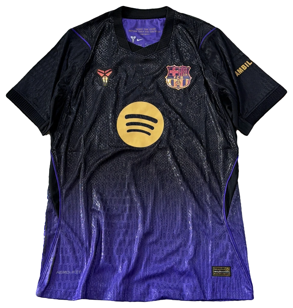 Camisa Barcelona Reserva preta e roxa, frente