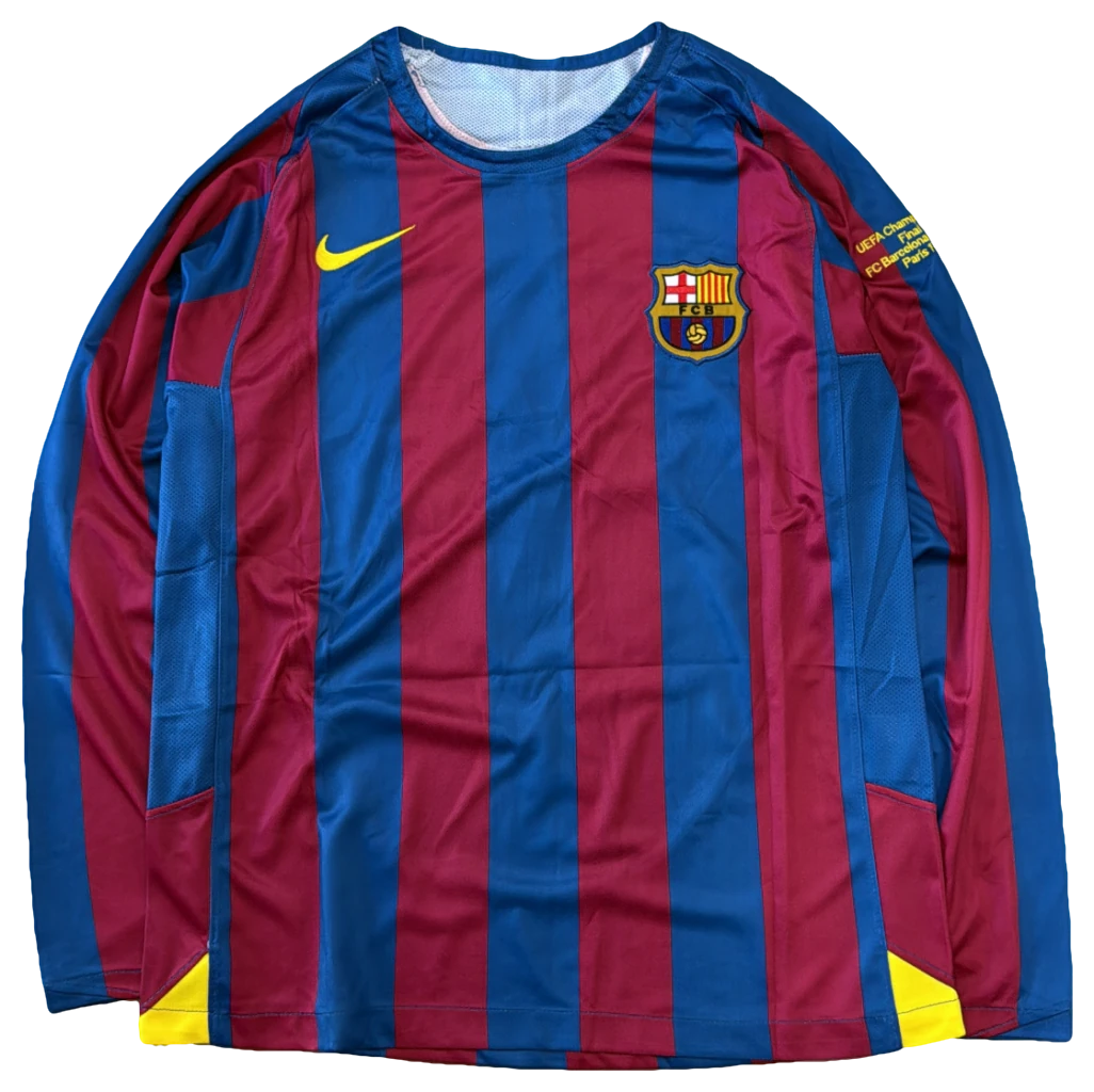 Camisa Barcelona × Ronaldinho, manga longa, frente