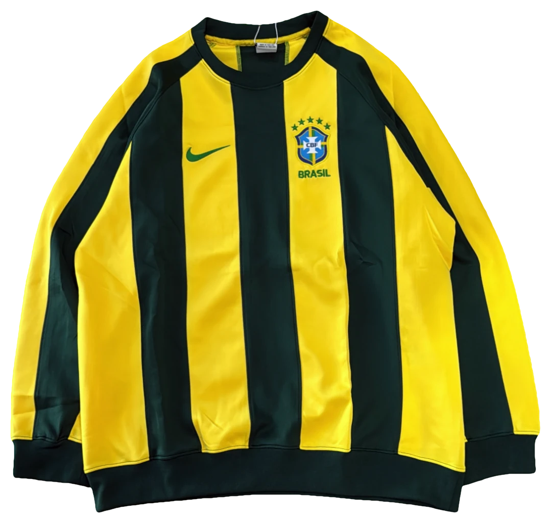 Blusa Brasil Listrada amarela e verde, frente