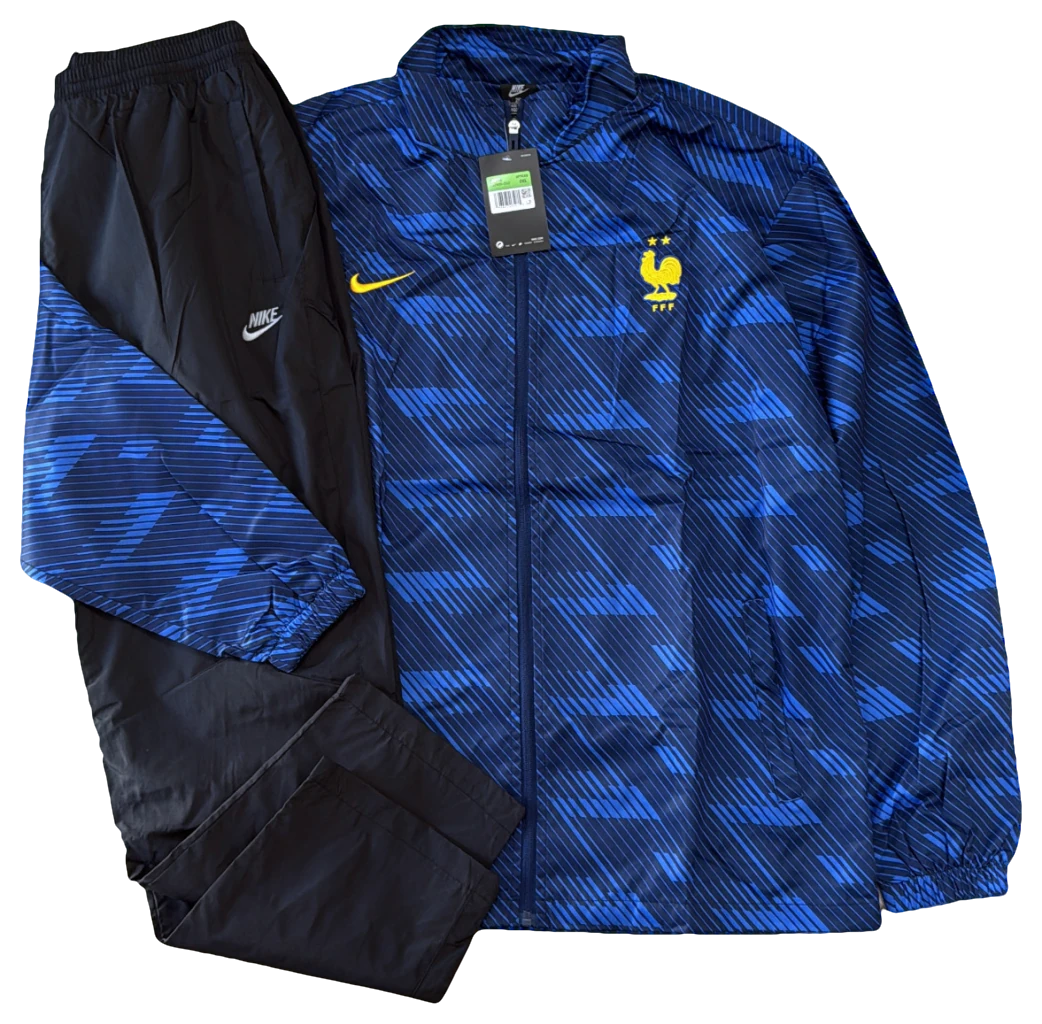 Conjunto França Azul estampado e preto, frente