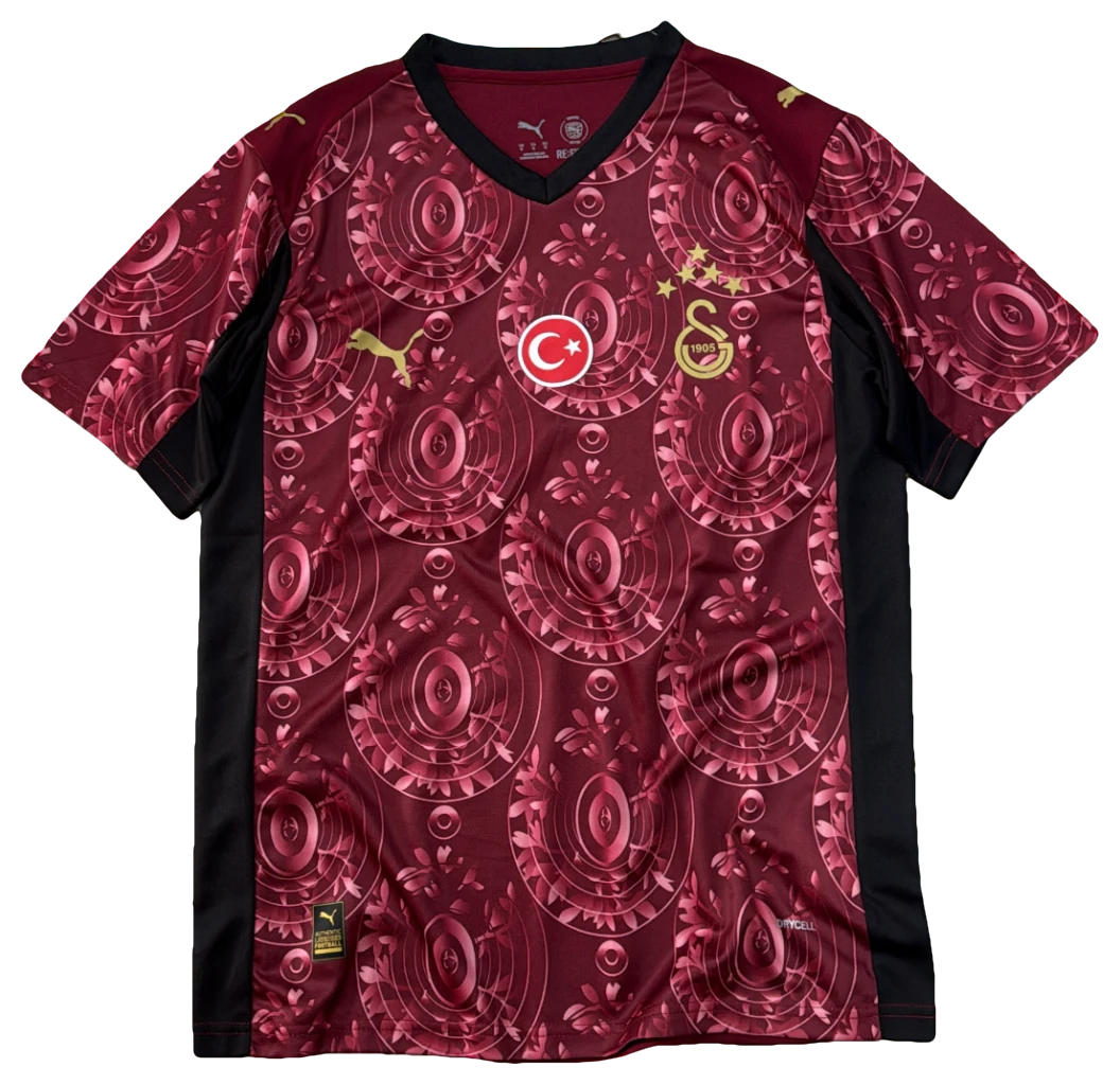 Camisa Galatasaray Bordô, laterais pretas, frente