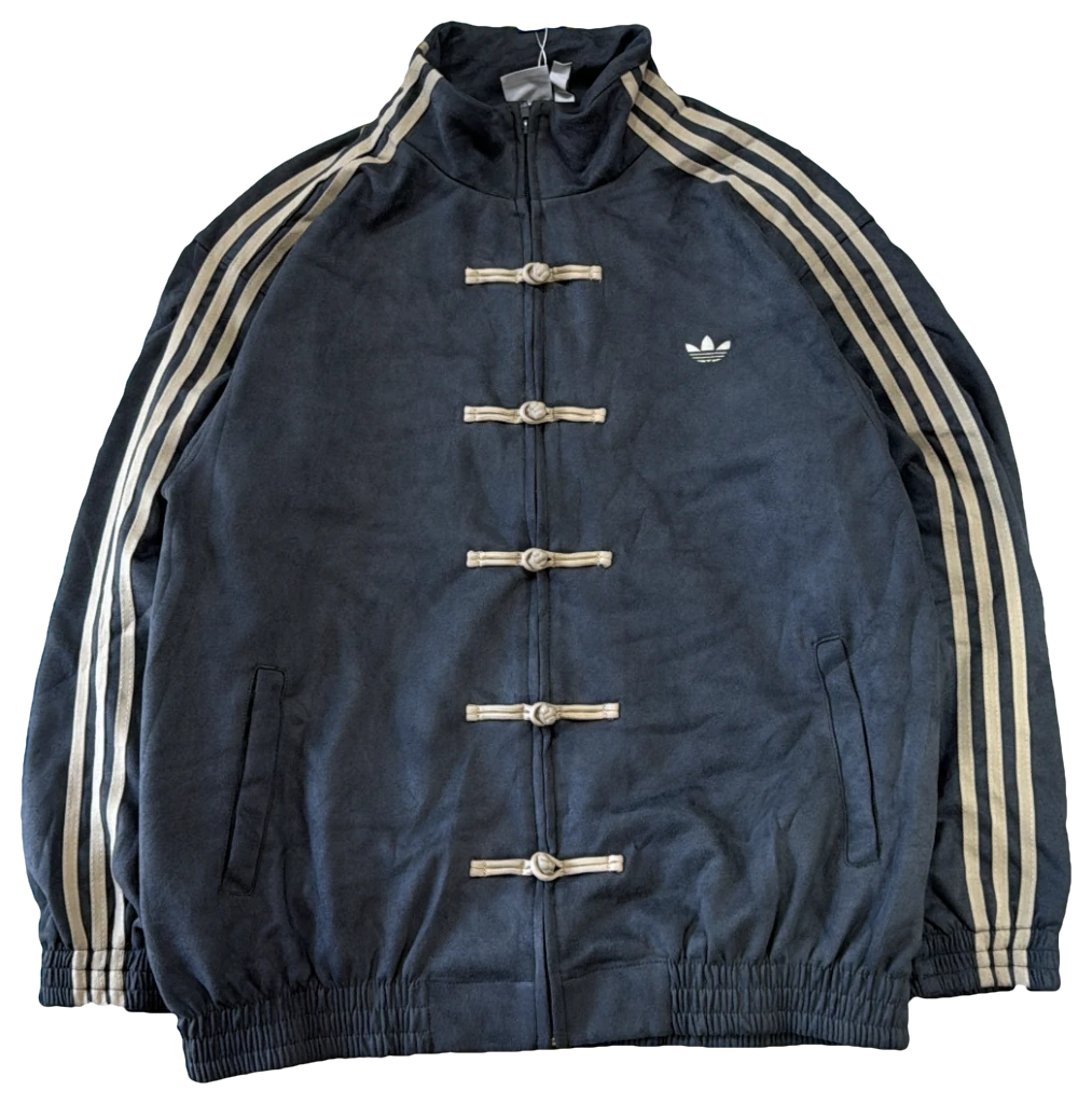 Blusa adidas Grafite, botões bege, frente