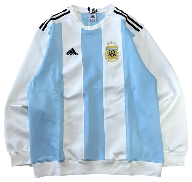 Blusa Argentina Listrada celeste e branca