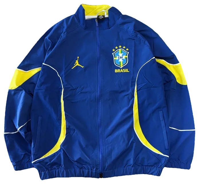 Blusa Brasil × Jordan, jaqueta azul