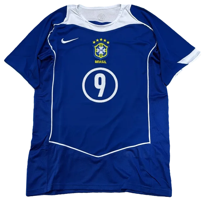 Camisa Brasil × Ronaldo, azul 9 no círculo