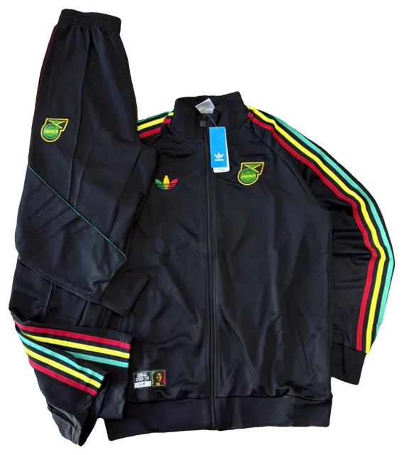 Conjunto Jamaica Preto, listras tricolores