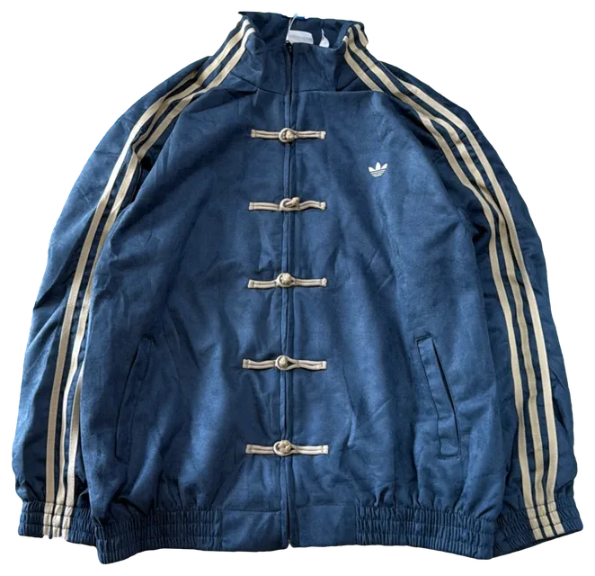 Blusa adidas Azul, botões bege