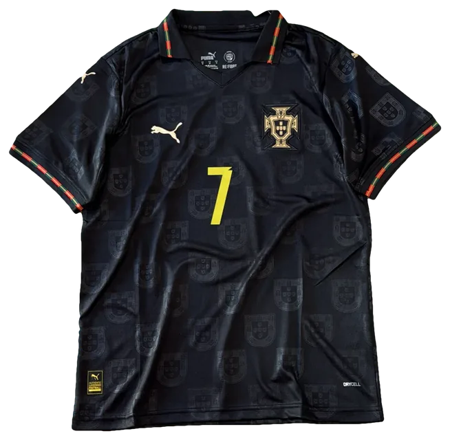 Camisa Portugal × CR7, preta