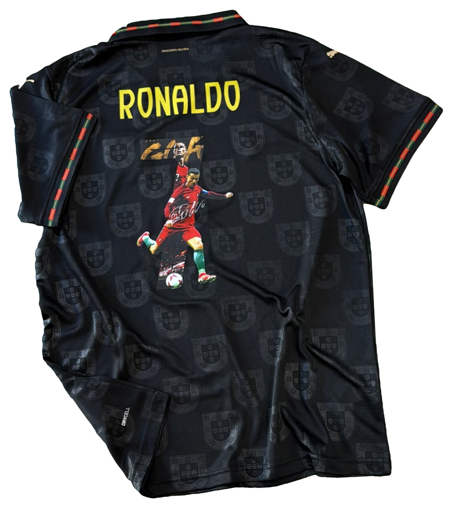 Camisa Portugal × CR7 Arte, preta, costas