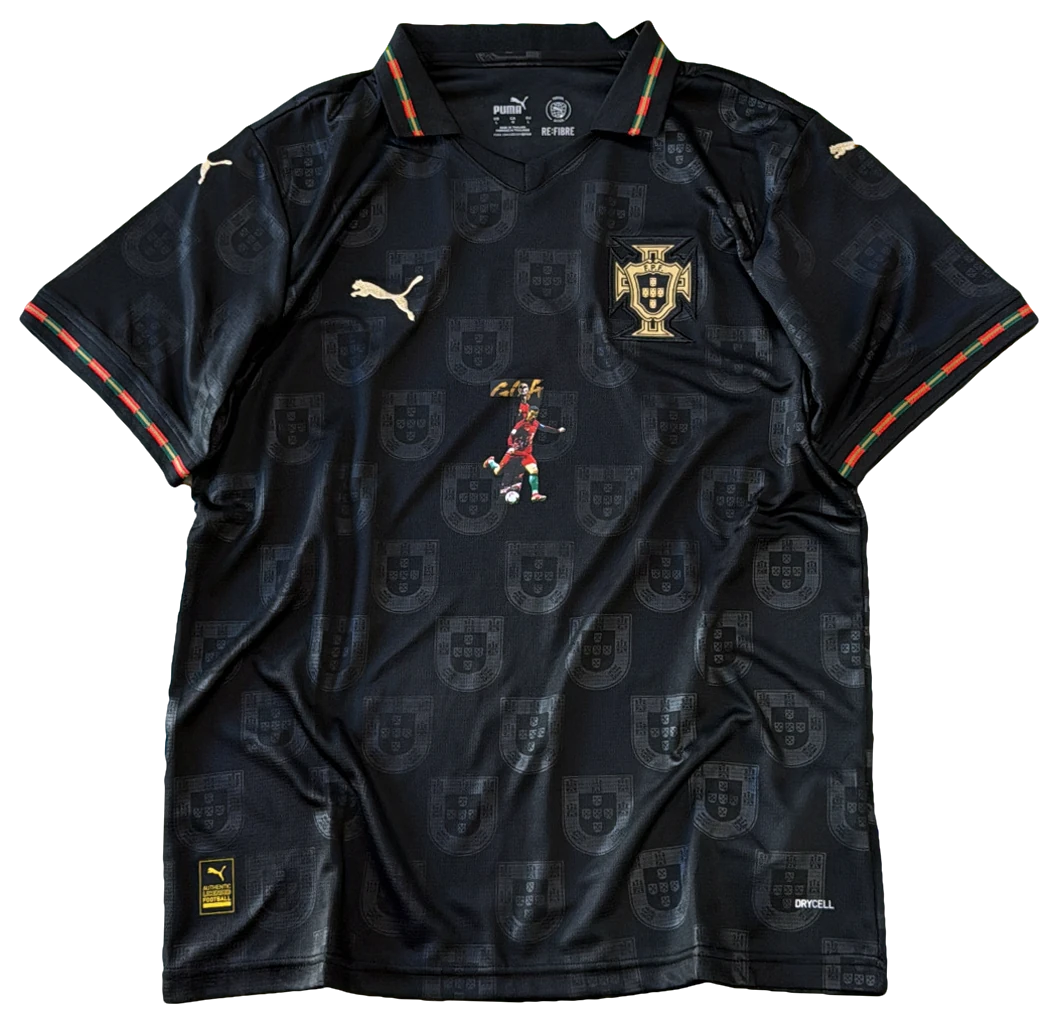 Camisa Portugal × CR7 Arte, preta, frente