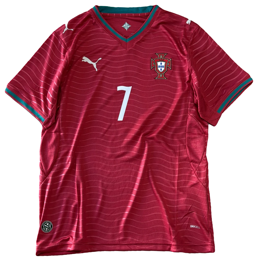 Camisa Portugal × CR7 Arte, vermelha, frente