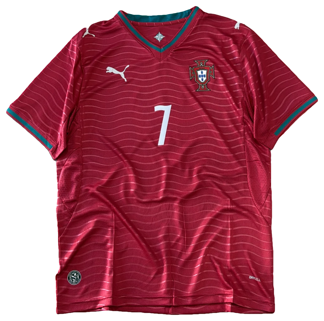 Camisa Portugal × CR7, vermelha, frente