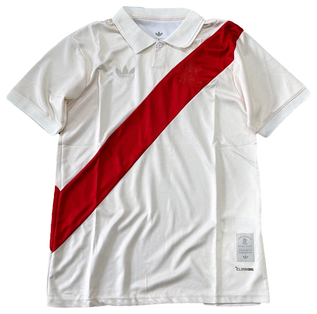 Camisa River Plate Branca com faixa vermelha, frente