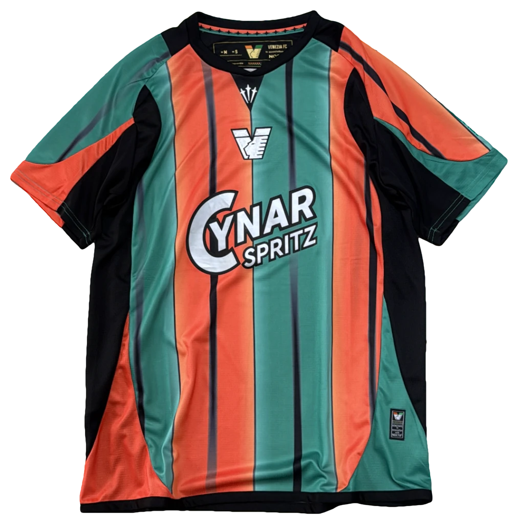 Camisa Venezia Listras verdes e laranja, frente